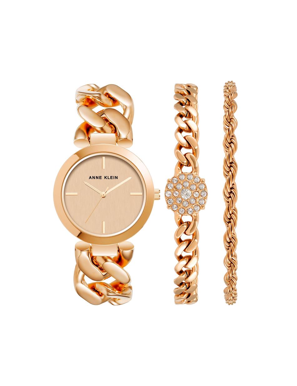 Les métaux Anne Klein Round Chain Watch and Bracelet Set   | TAY-5876168